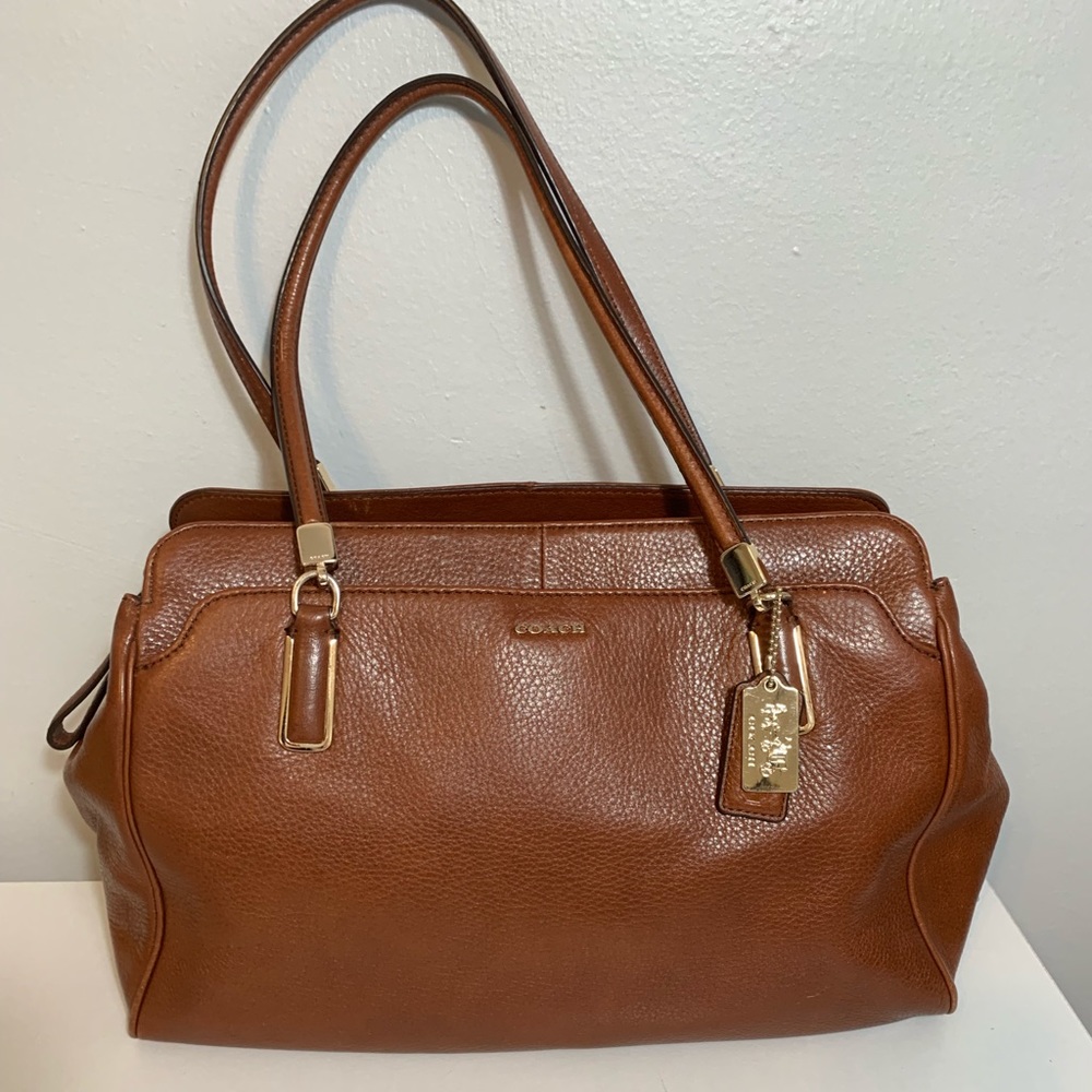 Coach large brown leather tote bag, shoulder bag